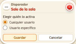 Ventana de configuración de «Disparador: sale de la sala»