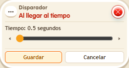 Ventana de configuración de «Disparador: al llegar al tiempo»