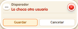 Ventana de configuración de «Disparador: lo choca otro usuario»
