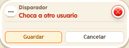 Ventana de configuración de «Disparador: choca a otro usuario»