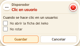 Ventana de configuración de «Disparador: clic en usuario»