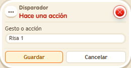 Ventana de configuración de «Disparador: hace una acción»