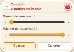 Ventana de configuración de «Condición: usuarios en la sala»