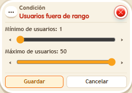 Ventana de configuración de «Condición: usuarios fuera de rango»
