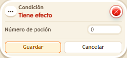 Ventana de configuración de «Condición: lleva poción»