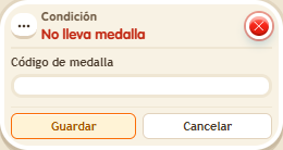 Ventana de configuración de «Condición: no lleva medalla»