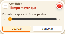Ventana de configuración de «Condición: tiempo mayor que»