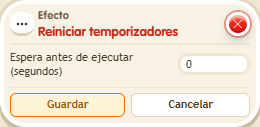 Ventana de configuración de «Efecto: reiniciar temporizadores»