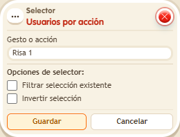 Ventana de configuración de «Selector: usuarios por acción»