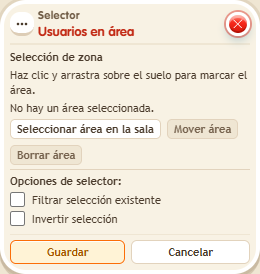 Ventana de configuración de «Selector: usuarios en área»