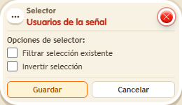 Ventana de configuración de «Selector: usuarios de la señal»