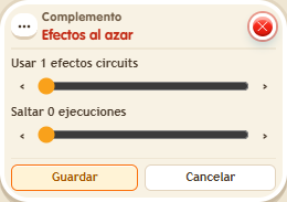 Ventana de configuración de «Complemento: efectos al azar»