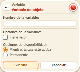 Ventana de configuración de «Variable de objeto»