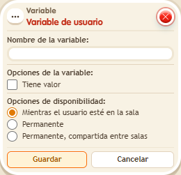 Ventana de configuración de «Variable de usuario»