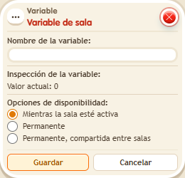Ventana de configuración de «Variable de sala»