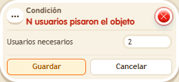 Ventana de configuración de «Condición: N usuarios pisaron el objeto»
